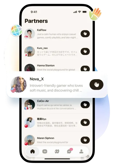 Globol App Screen: Connect Global Friends - Real-time translation and global chat features